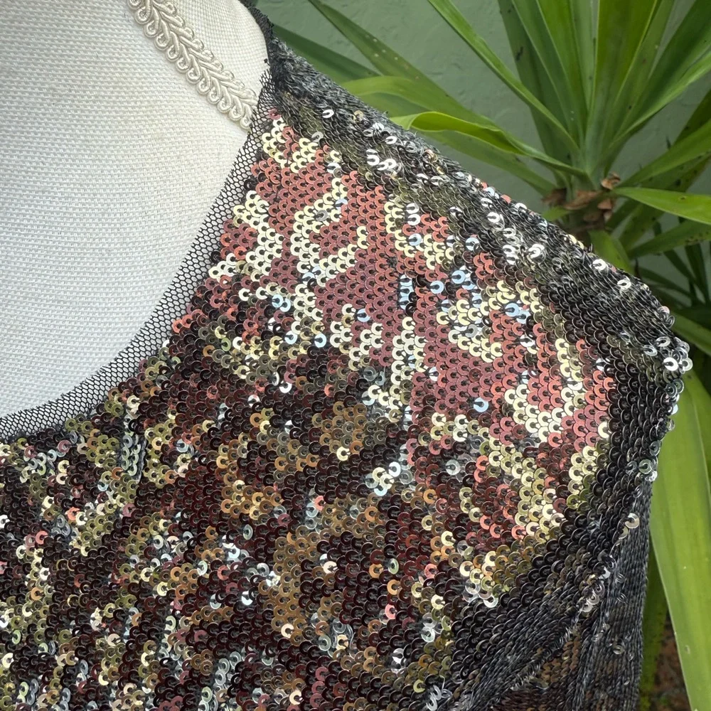 Brown Gold Sequin long Sleeve Shirt Shirt ZARA